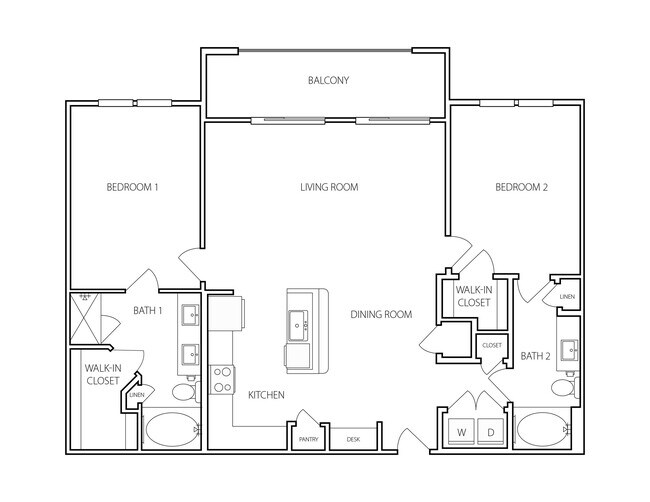 2 Beds • 2 Bath floor plan